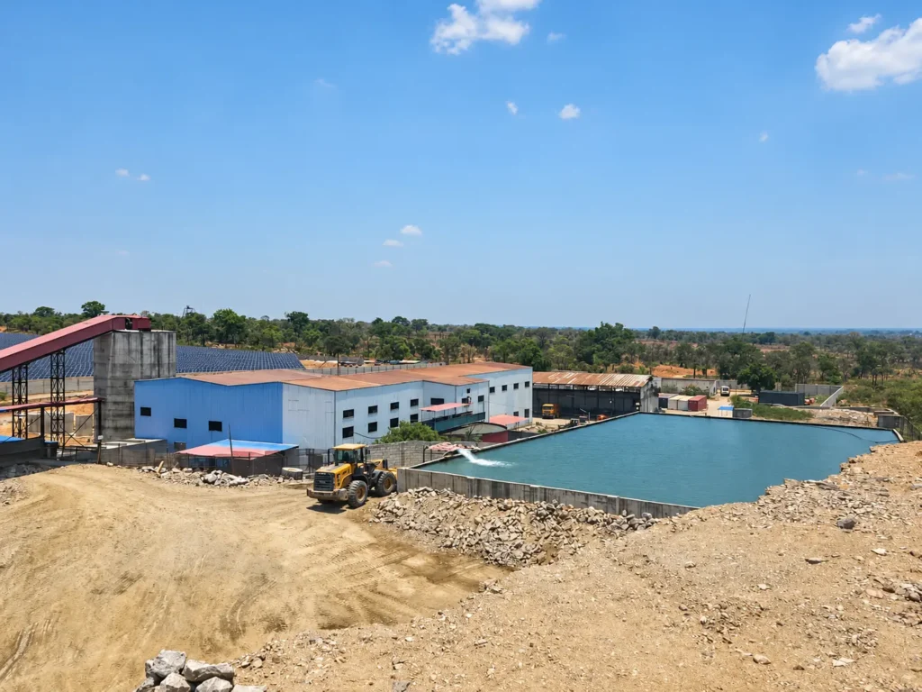 Facility and water pond at the Shi and Yan mining facility